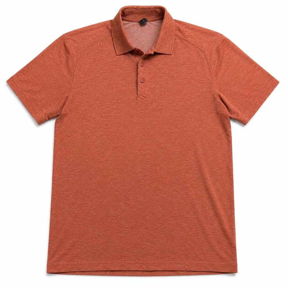 Lululemon Mens Metal Vent Tech Polo Shirt Rust Orange Heathered Size Large